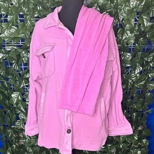 Pink Button-Up Jacket with Matching Tights